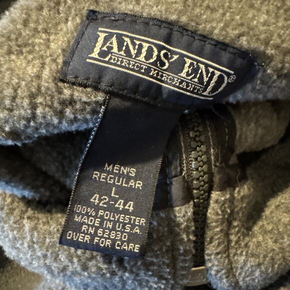 Lands End Mens Gray Plated Fleece 1/4 Zip Pullover Jacket Sweatshirt Large 42-44 - Picture 5 of 6